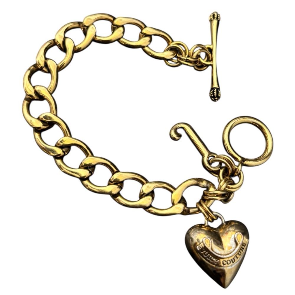 Vintage Juicy Couture Gold Large Links Puffy Charm Bracelet